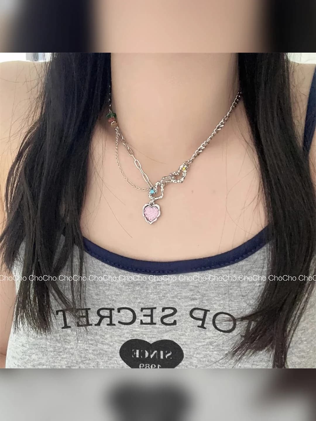 Multicolour heart necklace