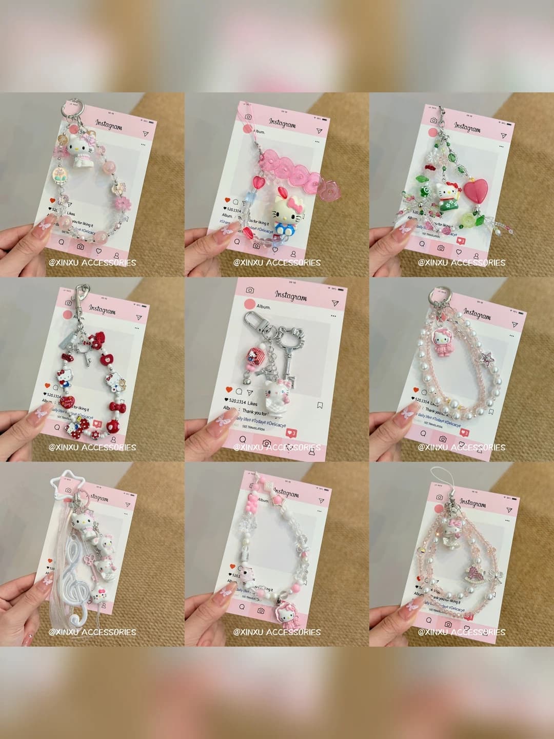 Для девочек розовый милое украшение для ключей Hello Kitty и My Melody