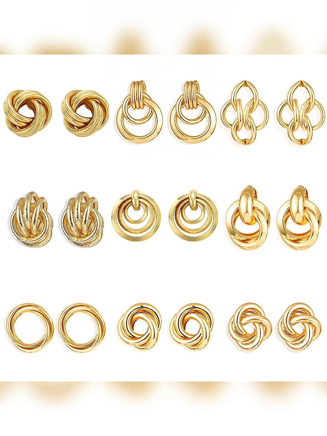 Women's metal geometric stud earrings with ring design