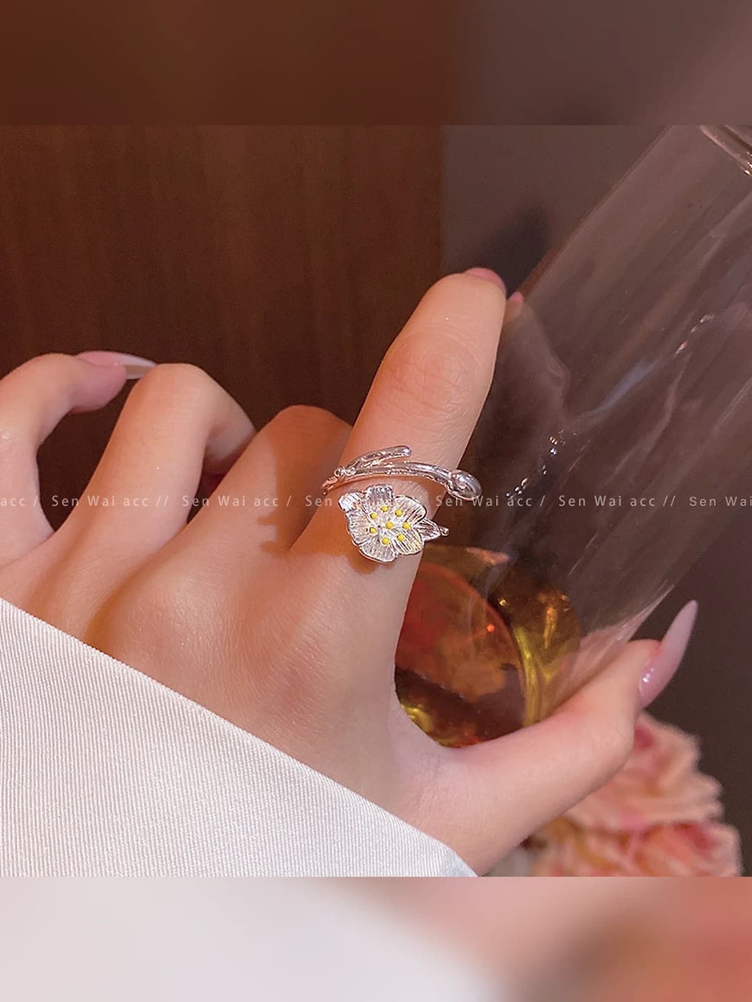 Кольцо-обруч для женщин в ретро стиле с цветочным дизайном, в корейском стиле, простое и универсальное