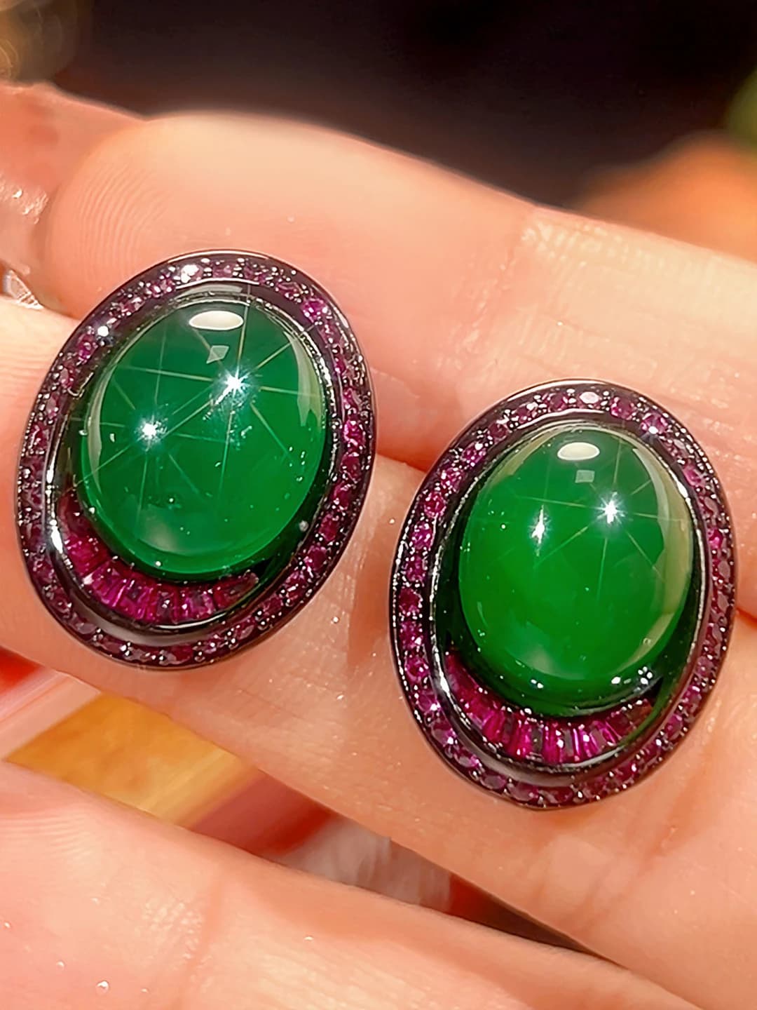 Black gold green studs