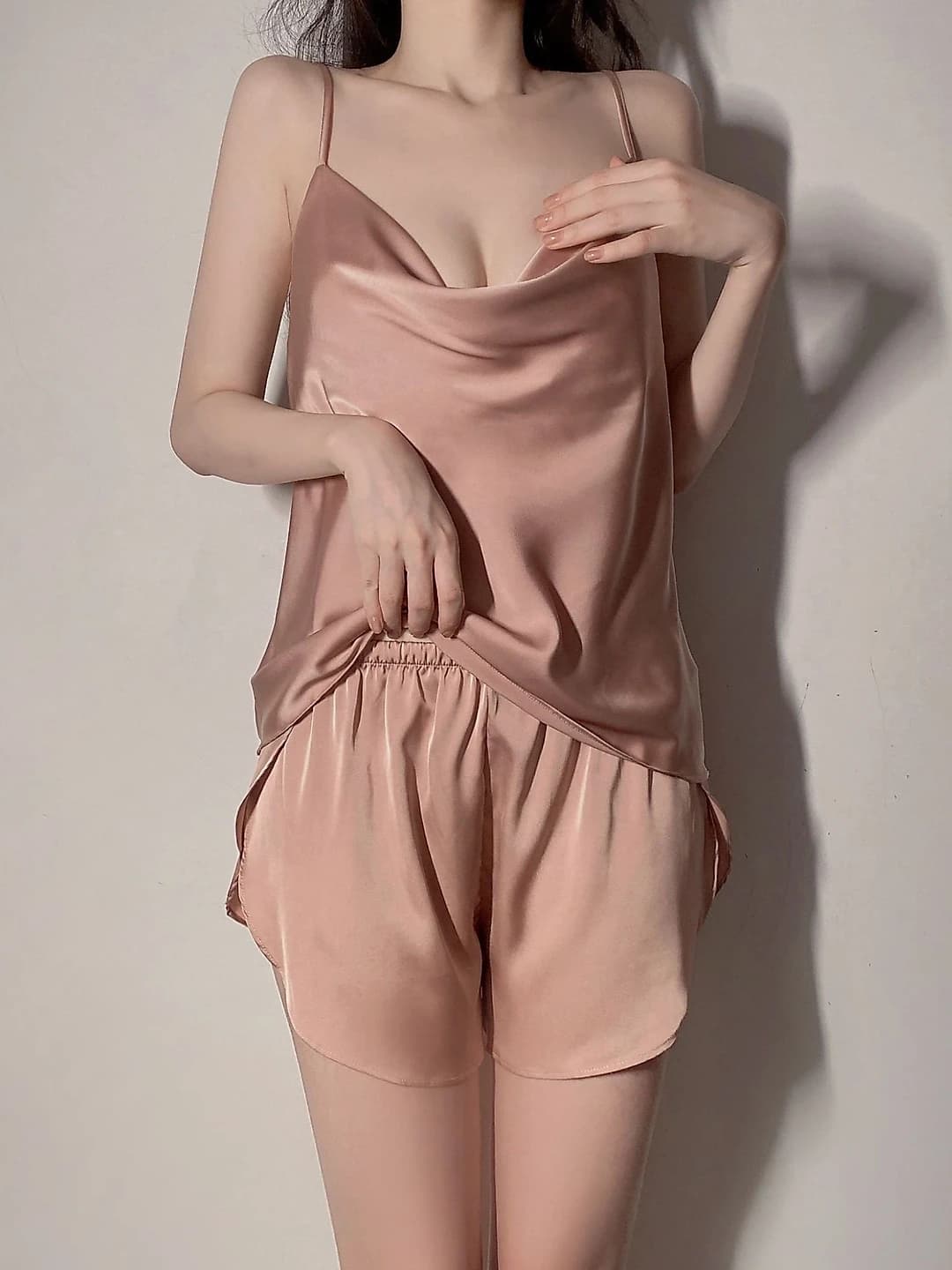 Satin silk set - Caramel, drape