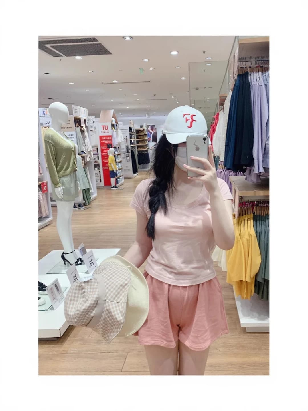 Women's Korean style short sleeve solid colour slim fit U-neck t-shirt