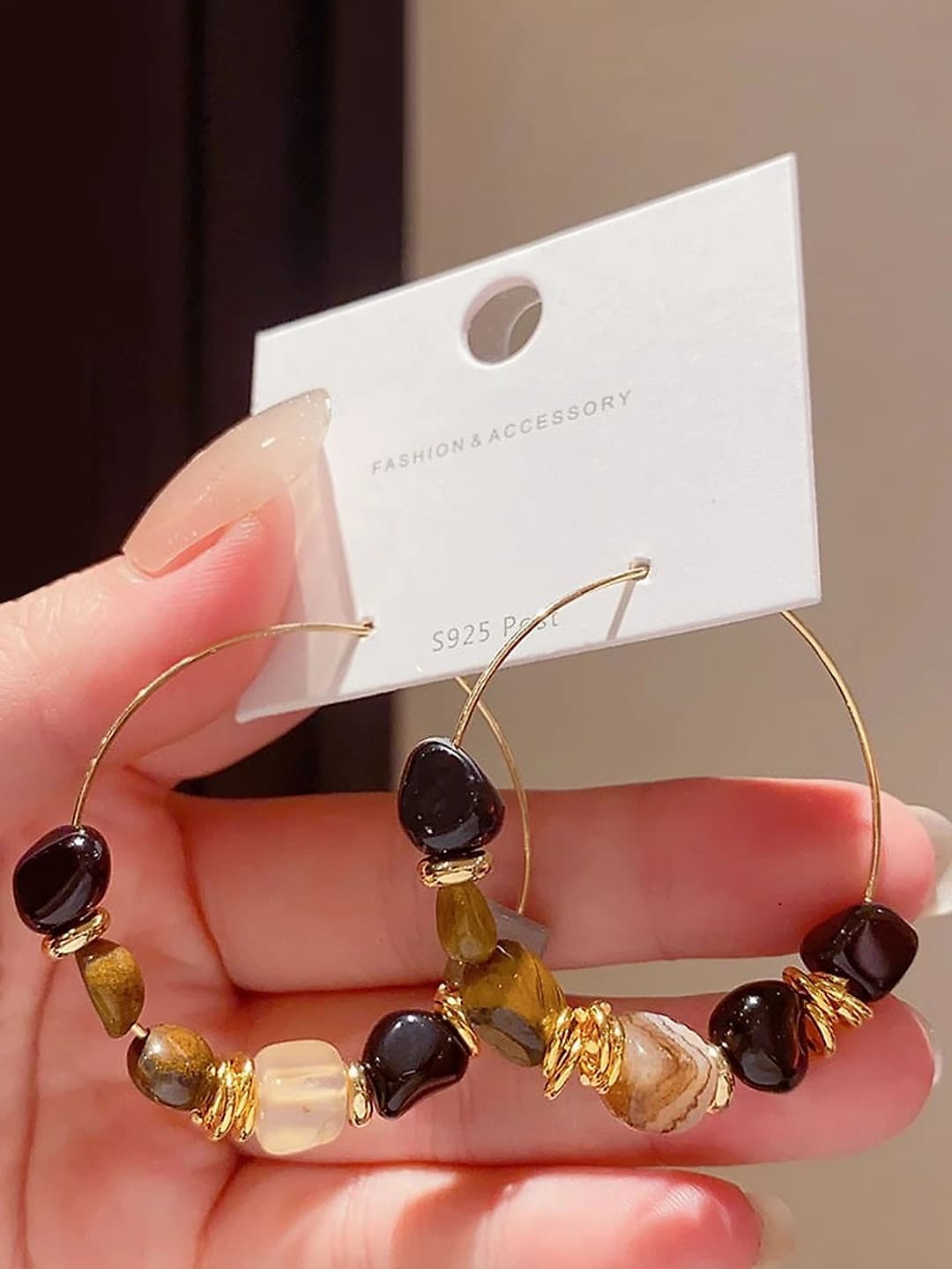 Women's retro resin geometric circle hoop earrings