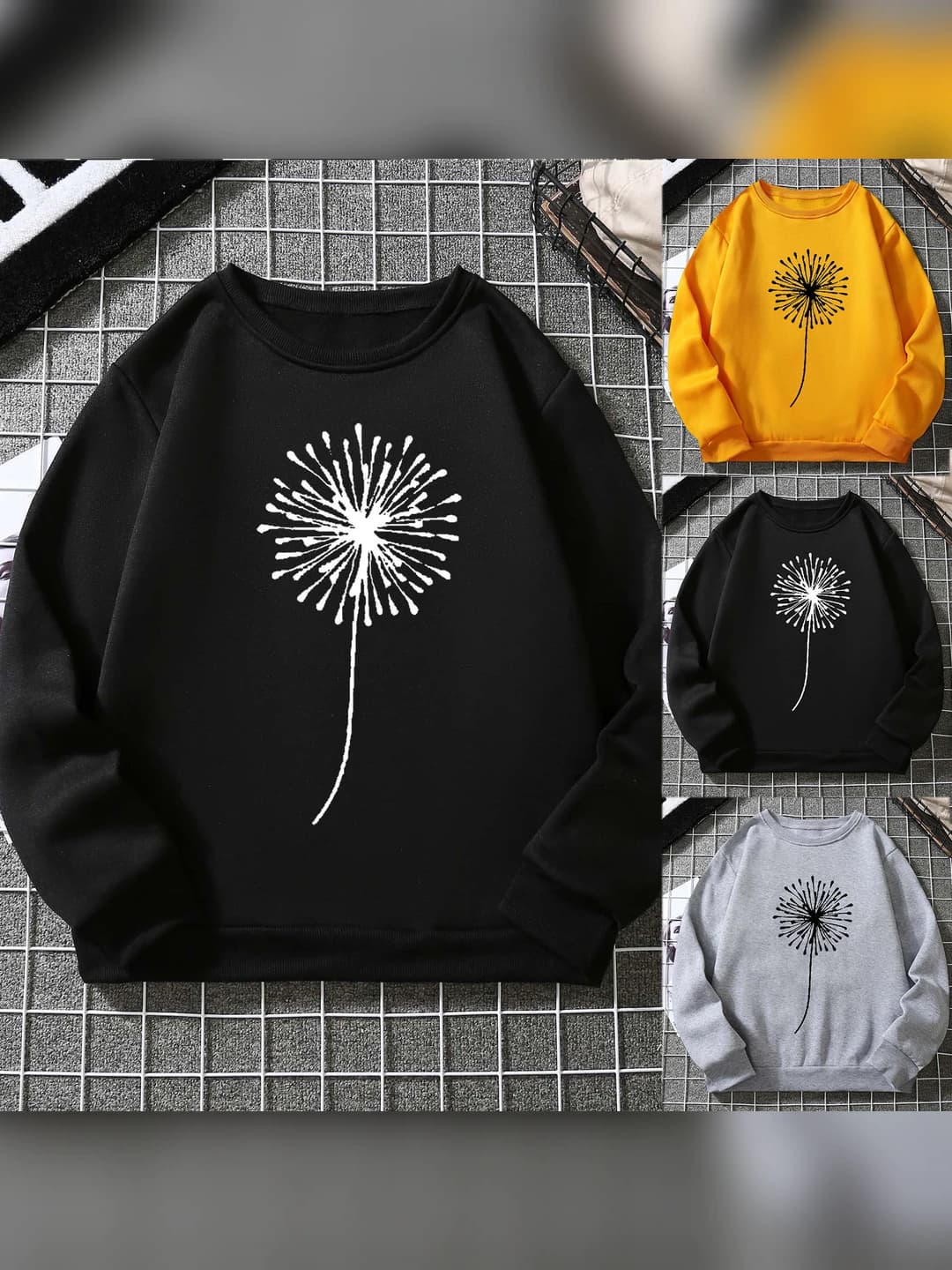 Women's autumn-winter sweatshirt, crew neck, long sleeve, straight cut, printed, 100% polyester
