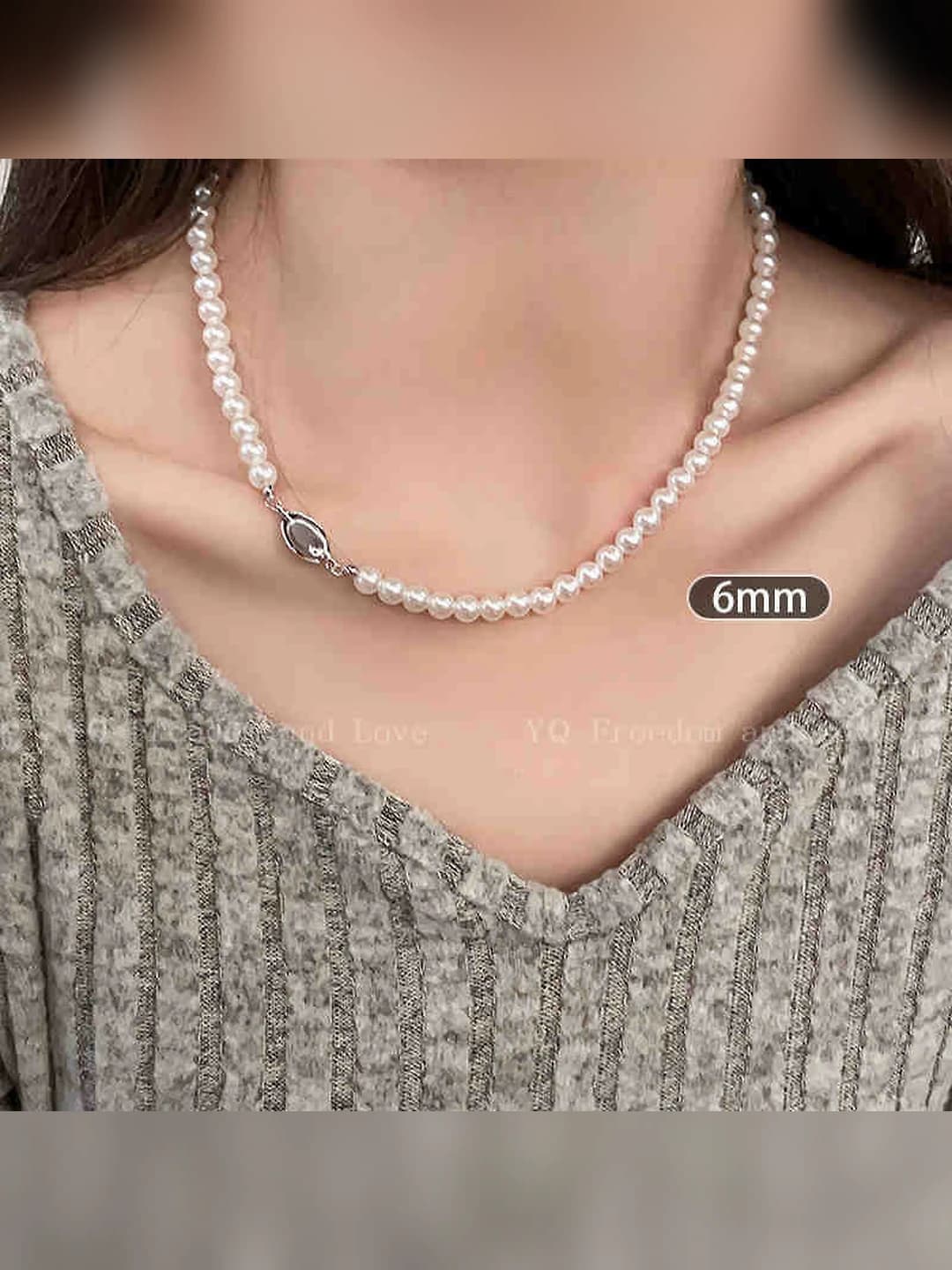 6MM glass pearl [Yuanbao clasp]