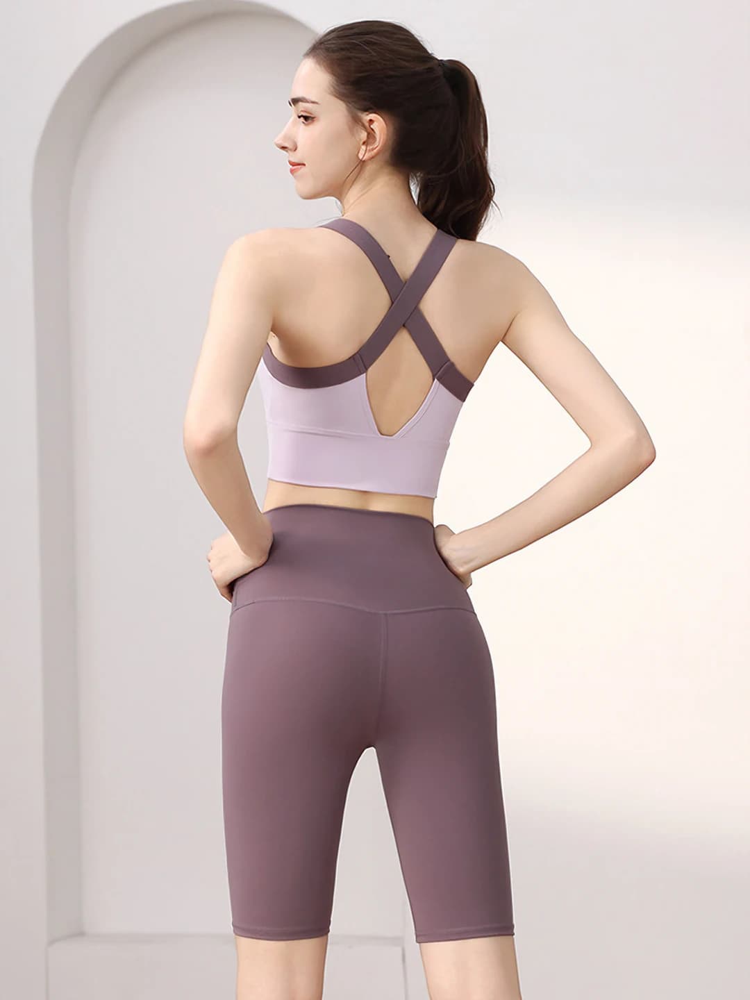 Purple (open back) + Grey-purple (5/10 pants)