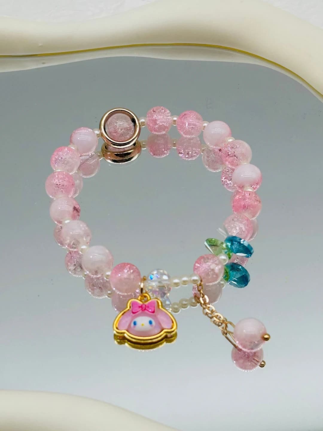 Розовый браслет с Cinnamoroll в банте и розовым