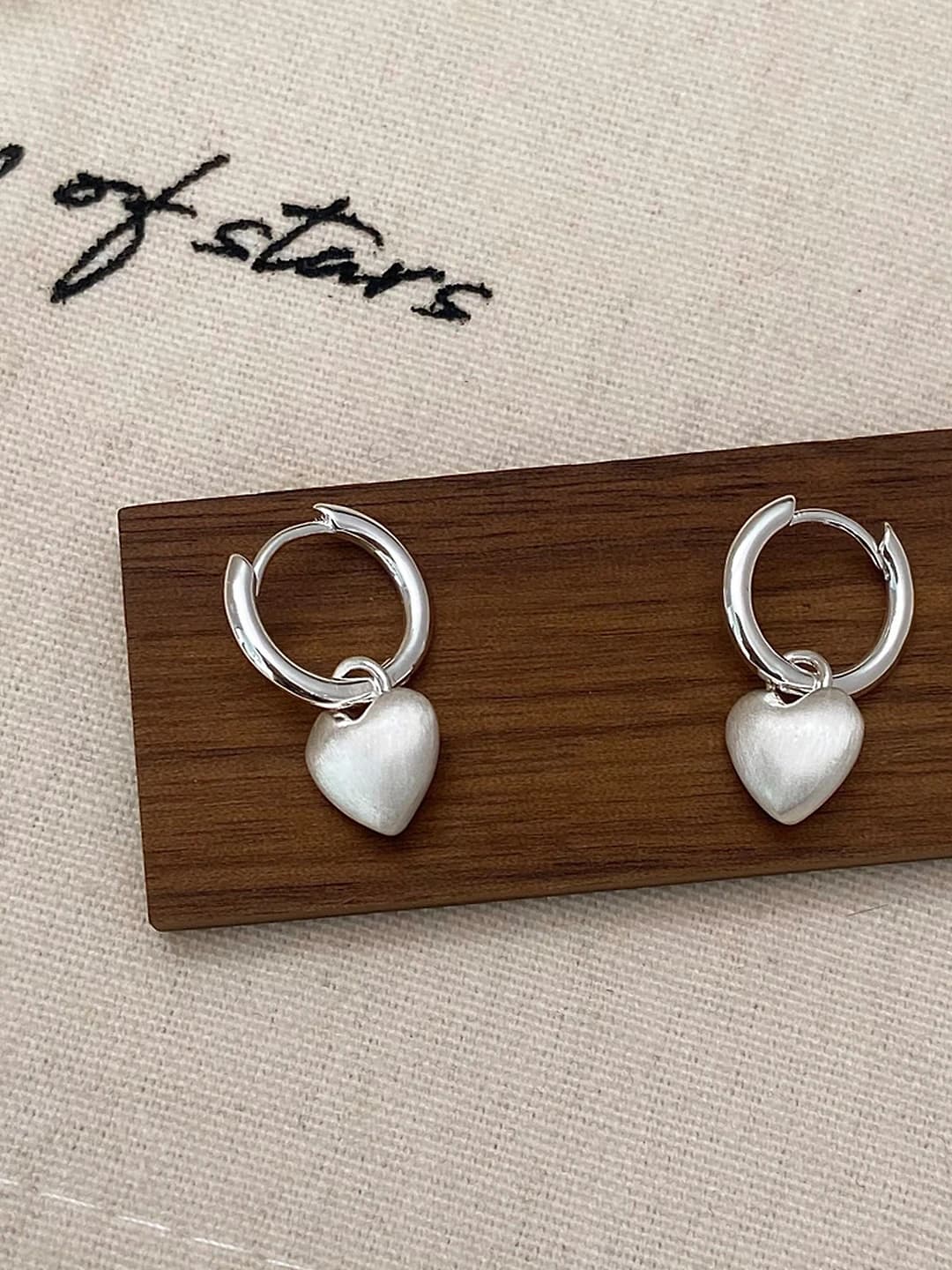 Silver heart pendant earrings