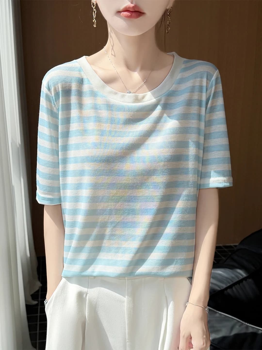 Light blue striped