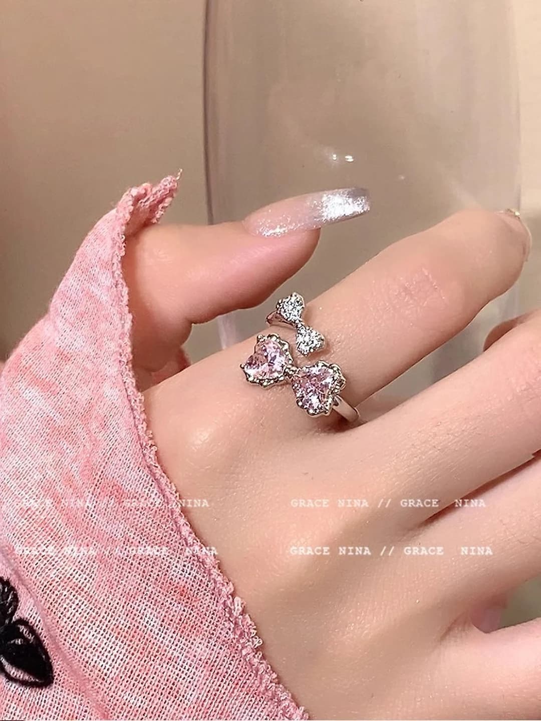 Pink diamond, butterfly ring