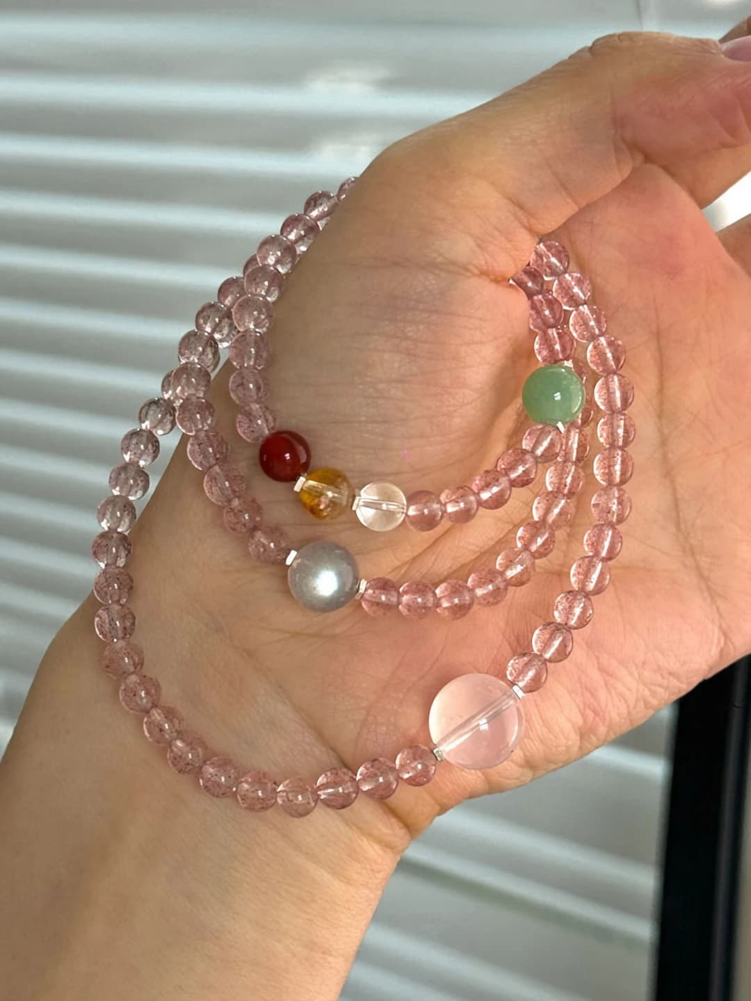 Три круга Strawberry Quartz
