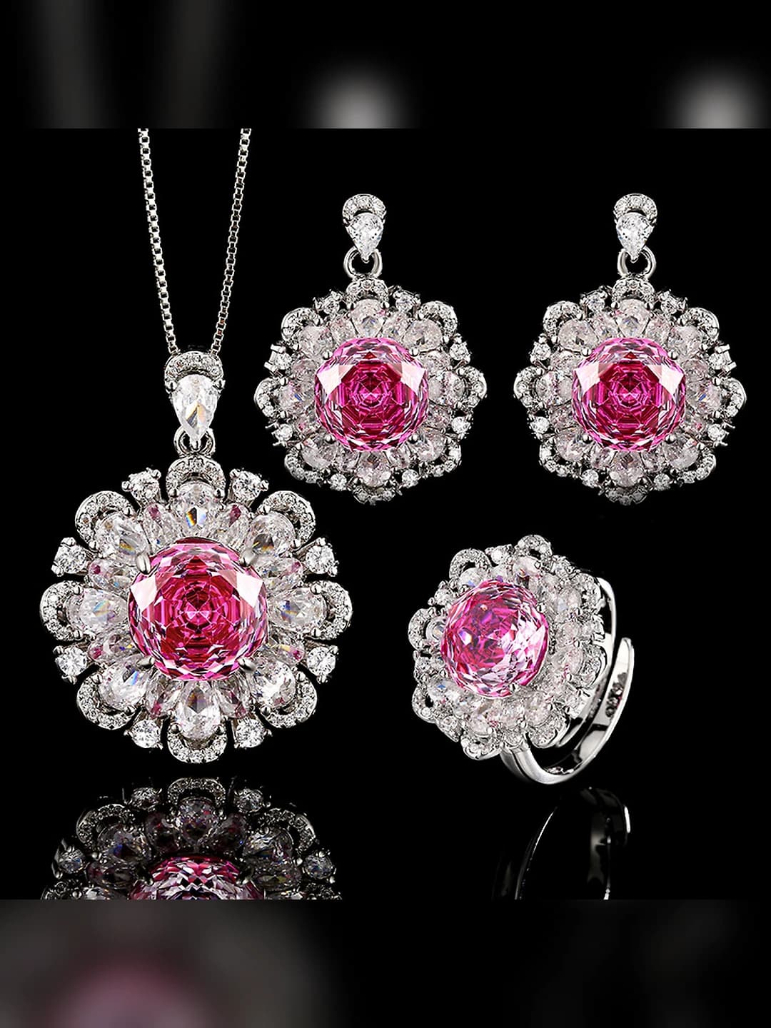 Women's 2026 gold-plated brass flower set with crystals (12-10 mm)