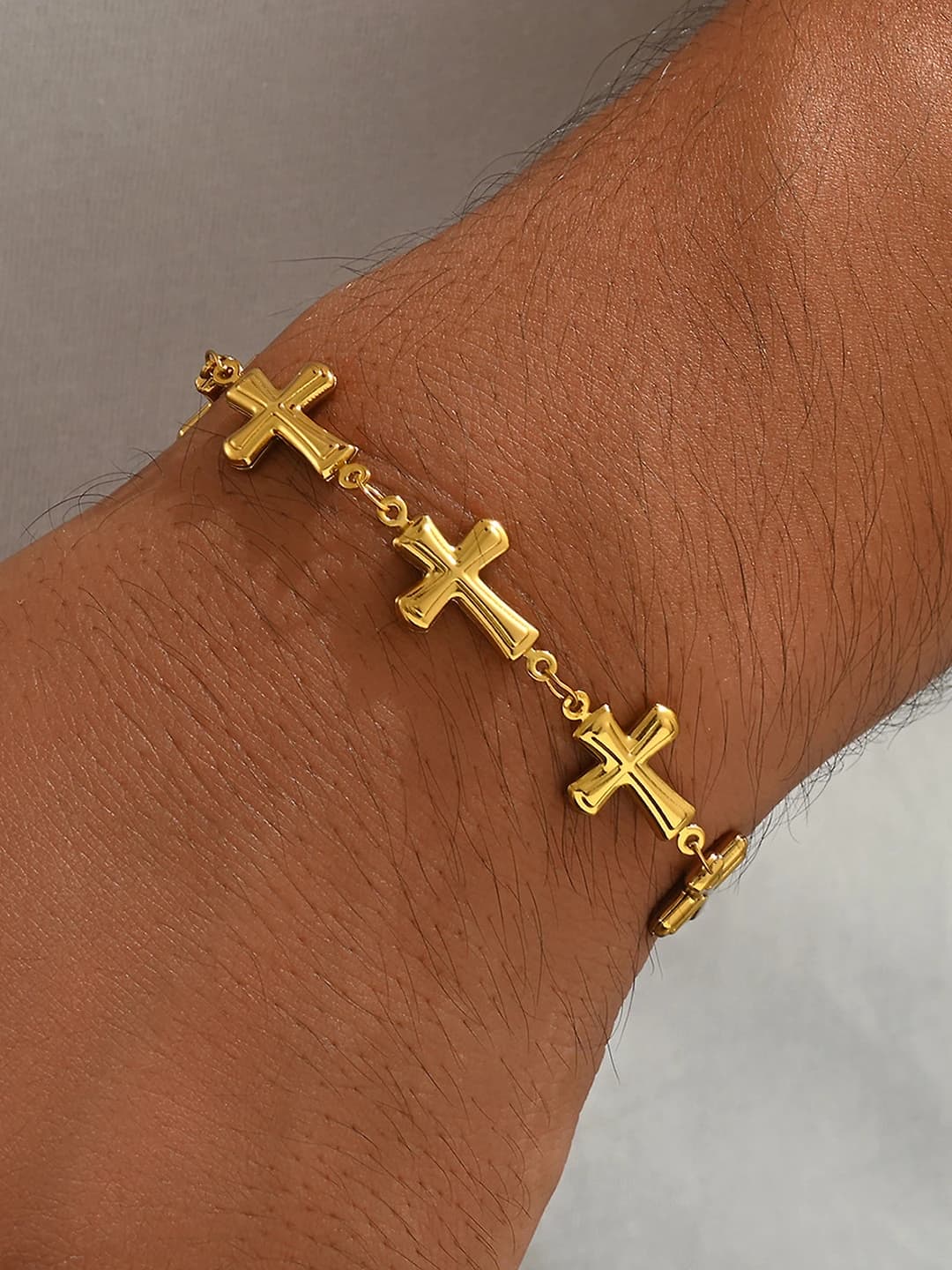 Women's titanium steel cross bracelet, gold plated, ins style