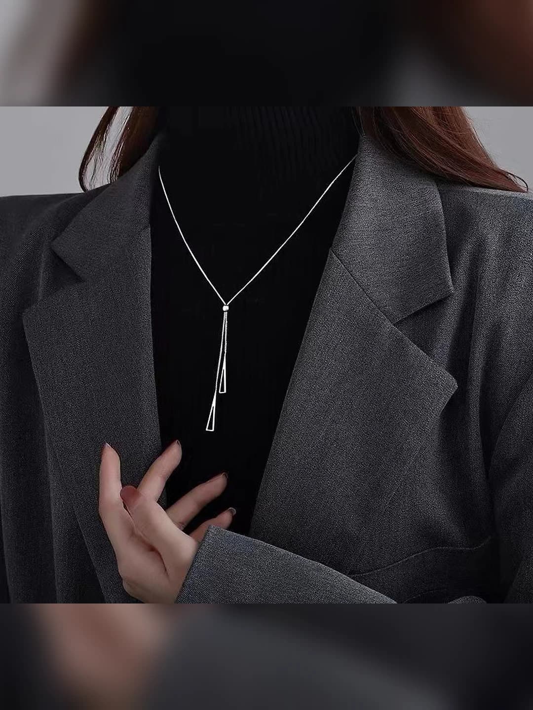 Silver inverted triangle necklace