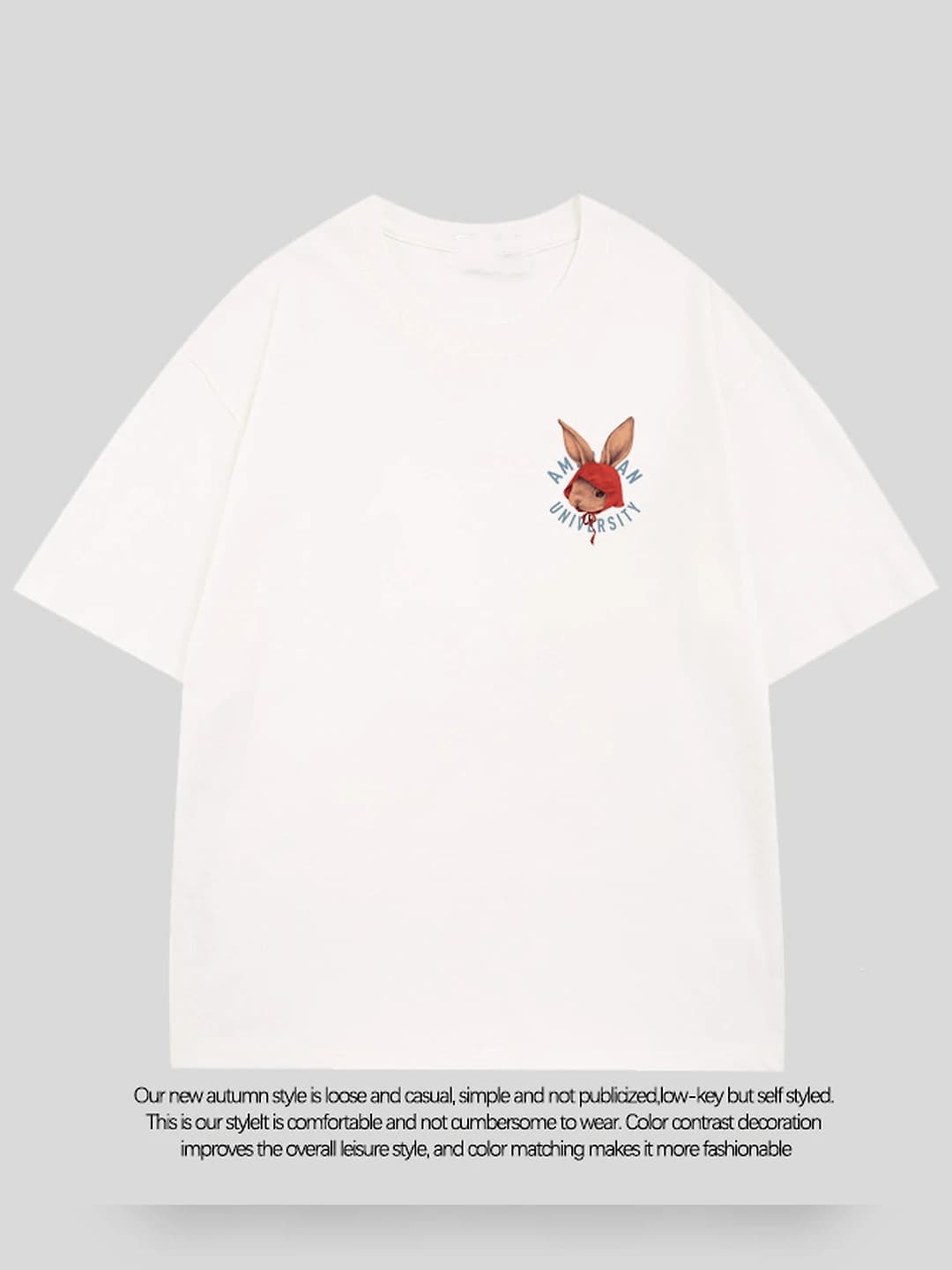 2026 spring-summer women's white pure cotton printed crew neck short sleeve loose fit t-shirt