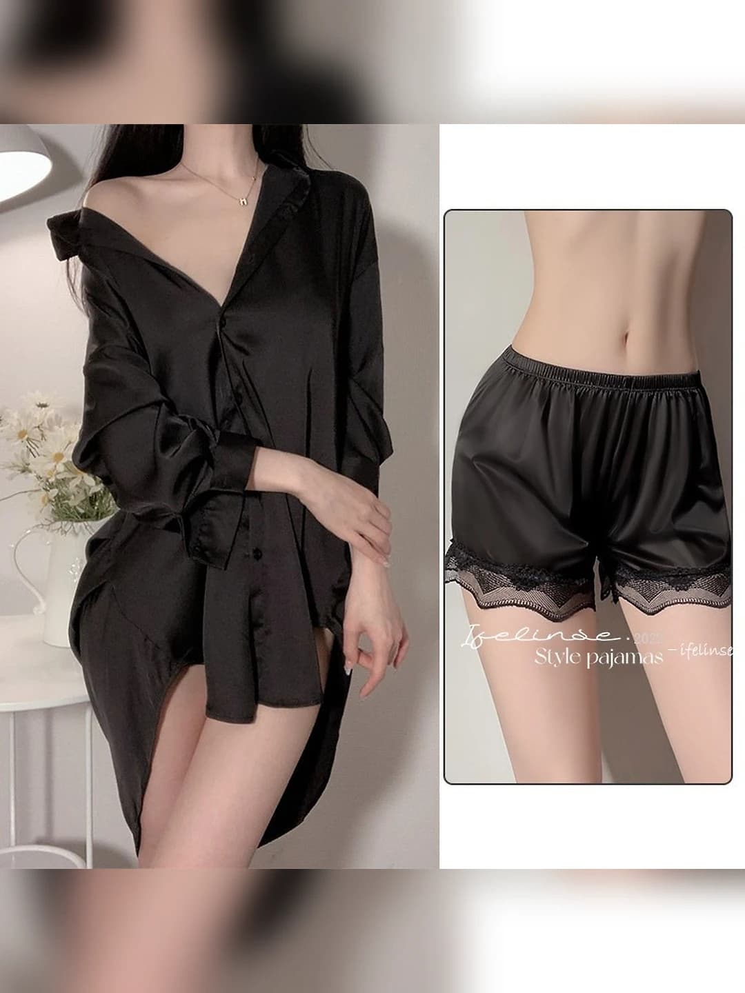 Black shirt + black shorts