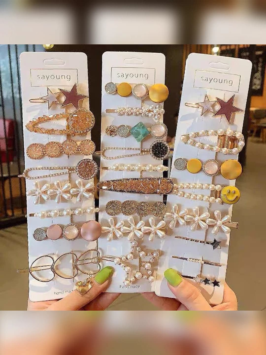 Women's hair clips and combs: luxury, exquisite, Korean style, cartoon design, fresh and sweet, top clip in starfish shape