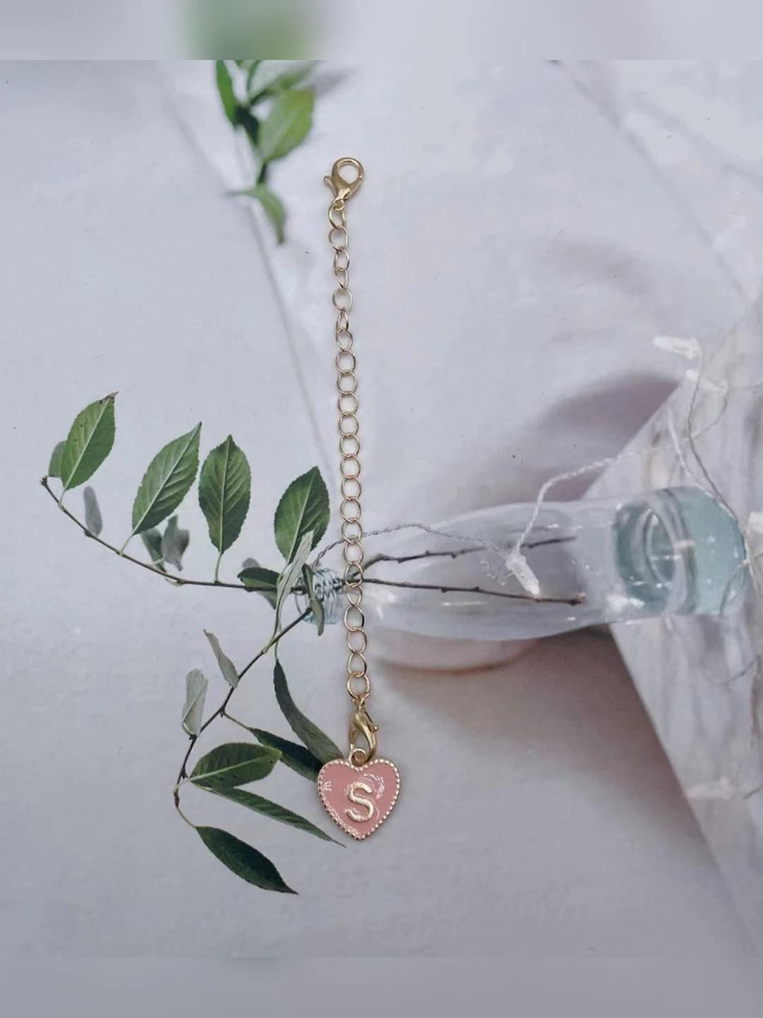 Pink heart letter charm
