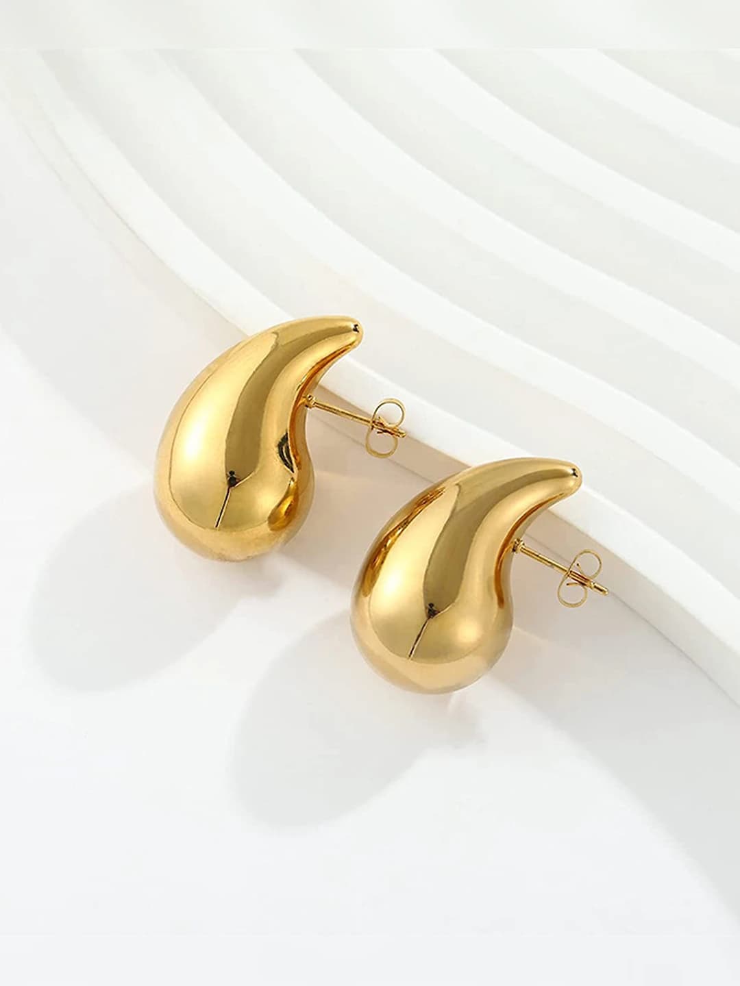 Средние золотые серьги-капли (18mm*31mm)