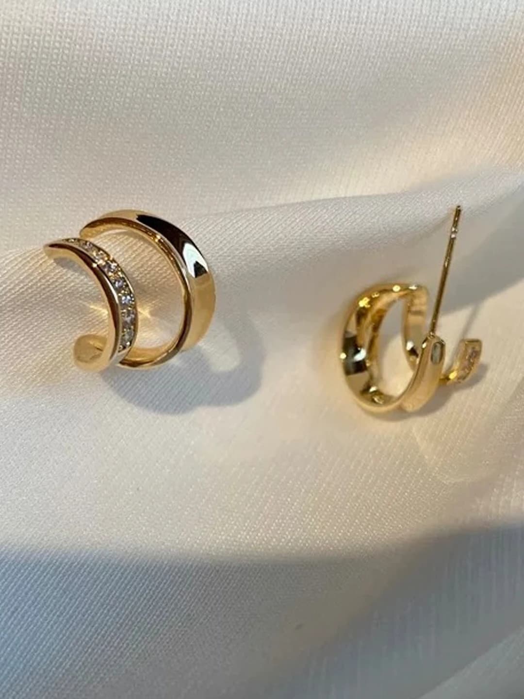 Ayollar uchun shirin uslubdagi geometrik halqali quloq sobiqlari, 14k oltin qoplamali mis material