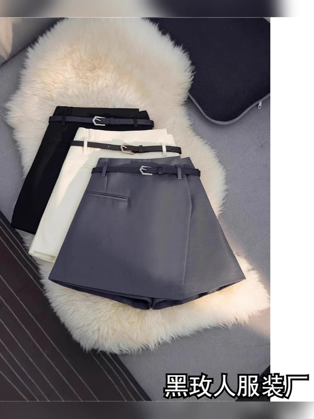 2026 spring-summer women's A-line wide mini skirt, high waist, loose fit, plus size, slimming, solid colour