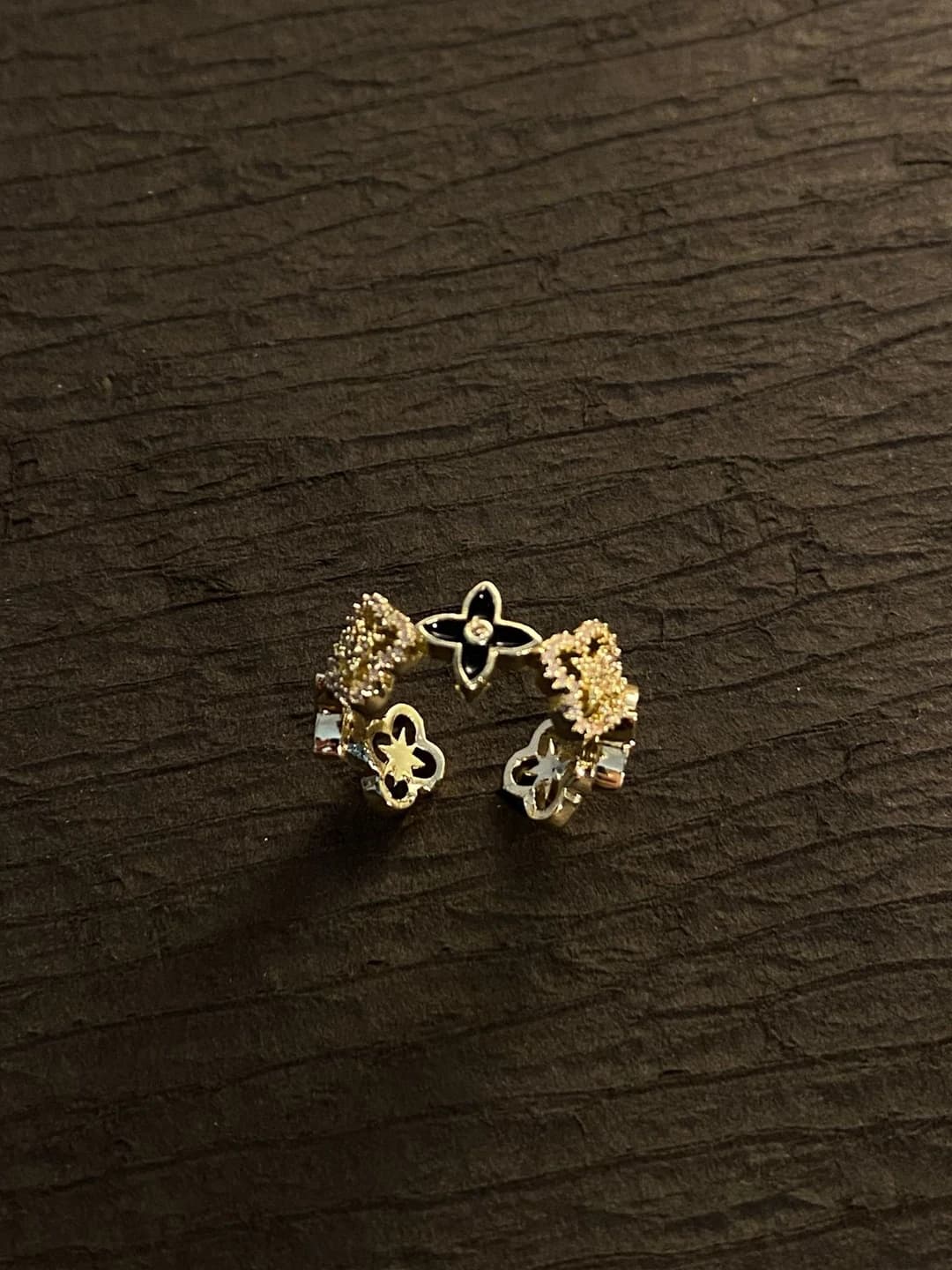 Black floral white gold