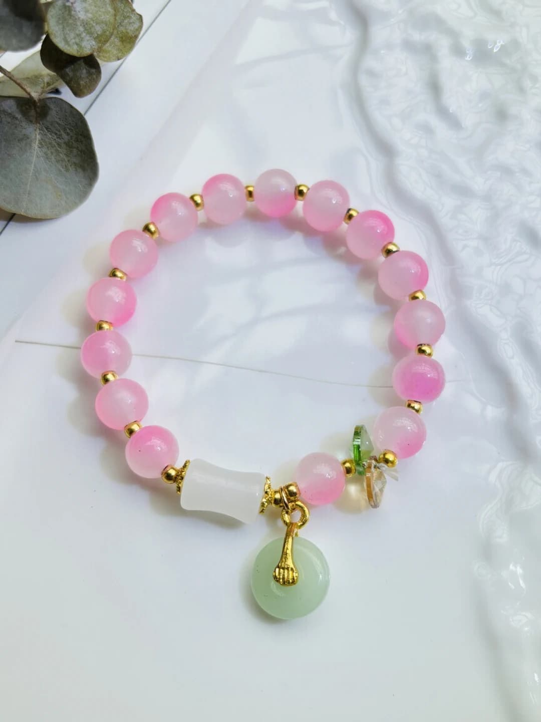 Rose-Green Safety buckle Bracelet #SZ376