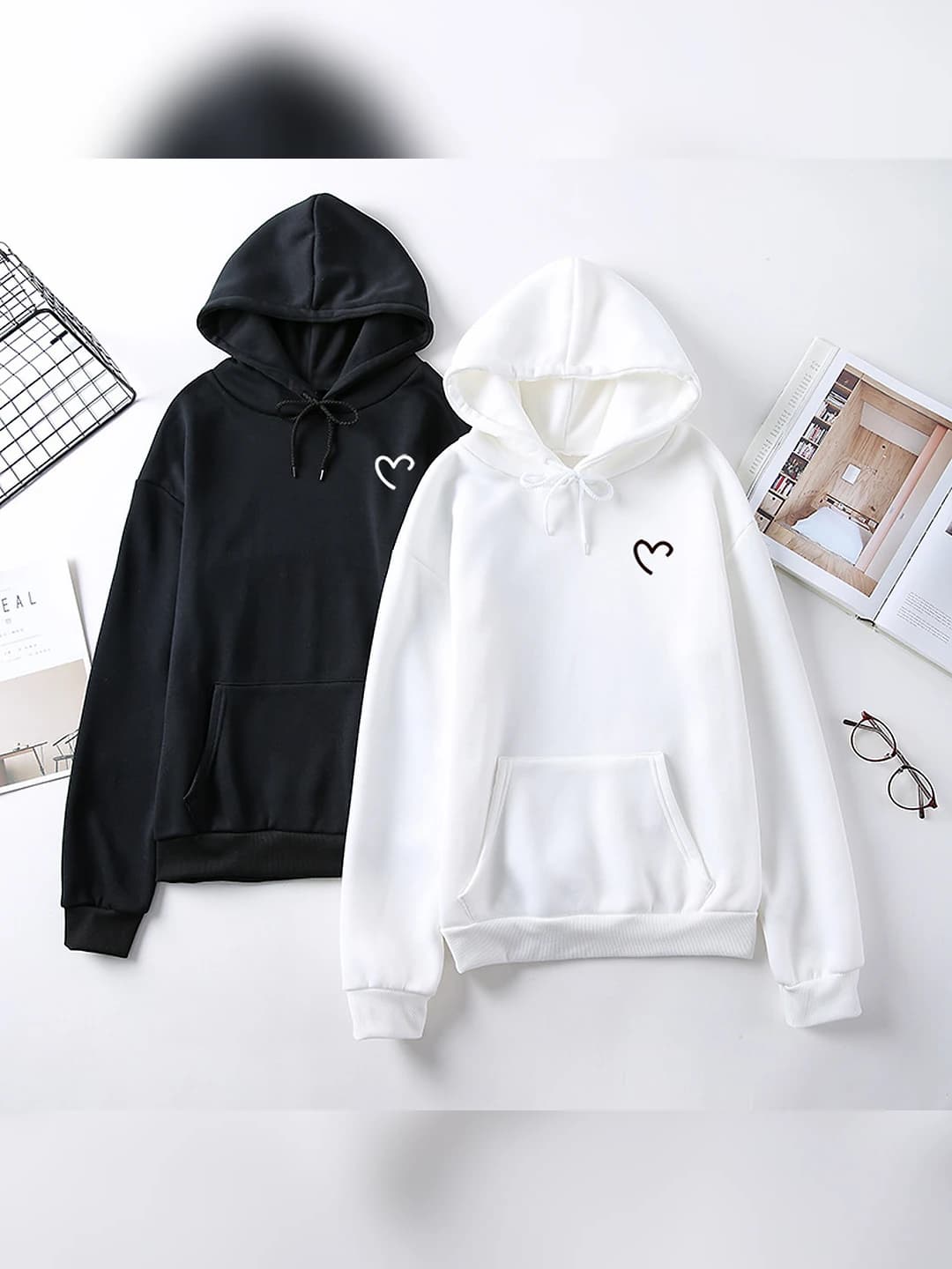 Women's autumn hoodie, Korean style, loose fit, printed, long sleeve, 95% polyester
