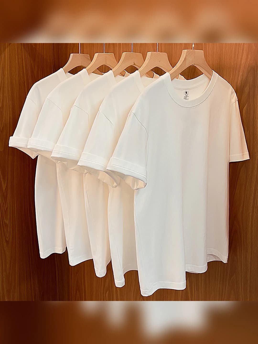 Women's 230g pure cotton t-shirt, crew neck, short sleeve, solid colour, loose fit, summer
