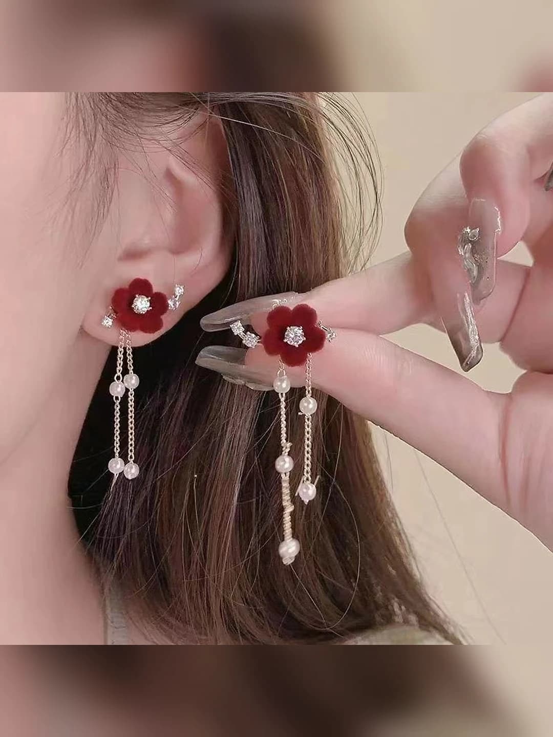 Серьги с цветами и кистями