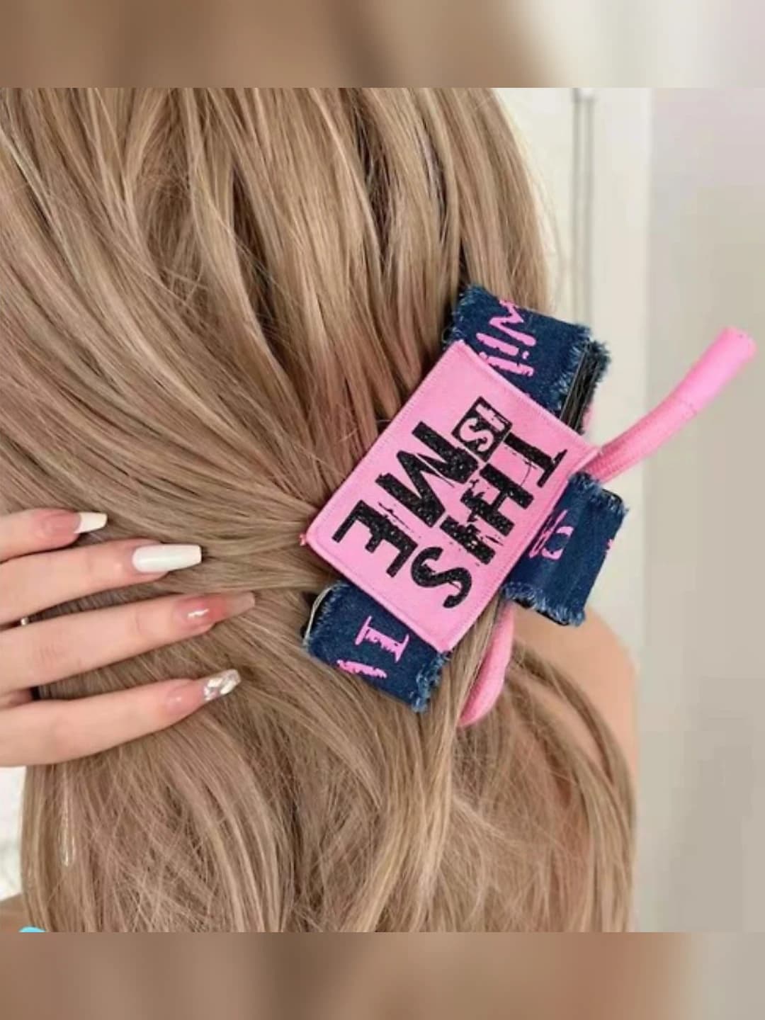 Women's acrylic hair claw clip with English letters handmade