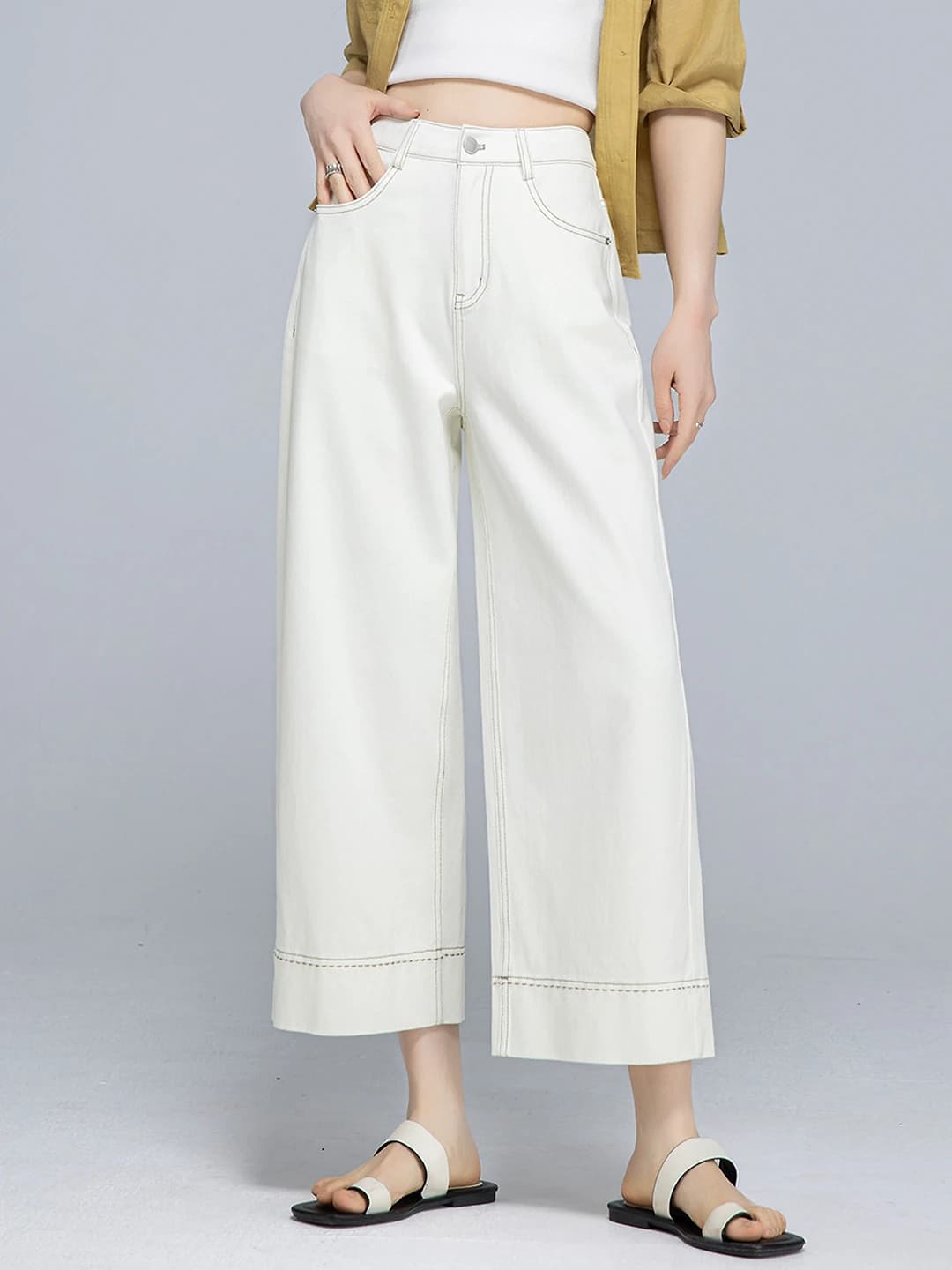 Ayollar uchun keng va klesh jinsi shimlar, to'g'ri kesim, to'piqqacha shim, baland bel, yupqa, bo'sh (oversize), yozgi, kundalik
