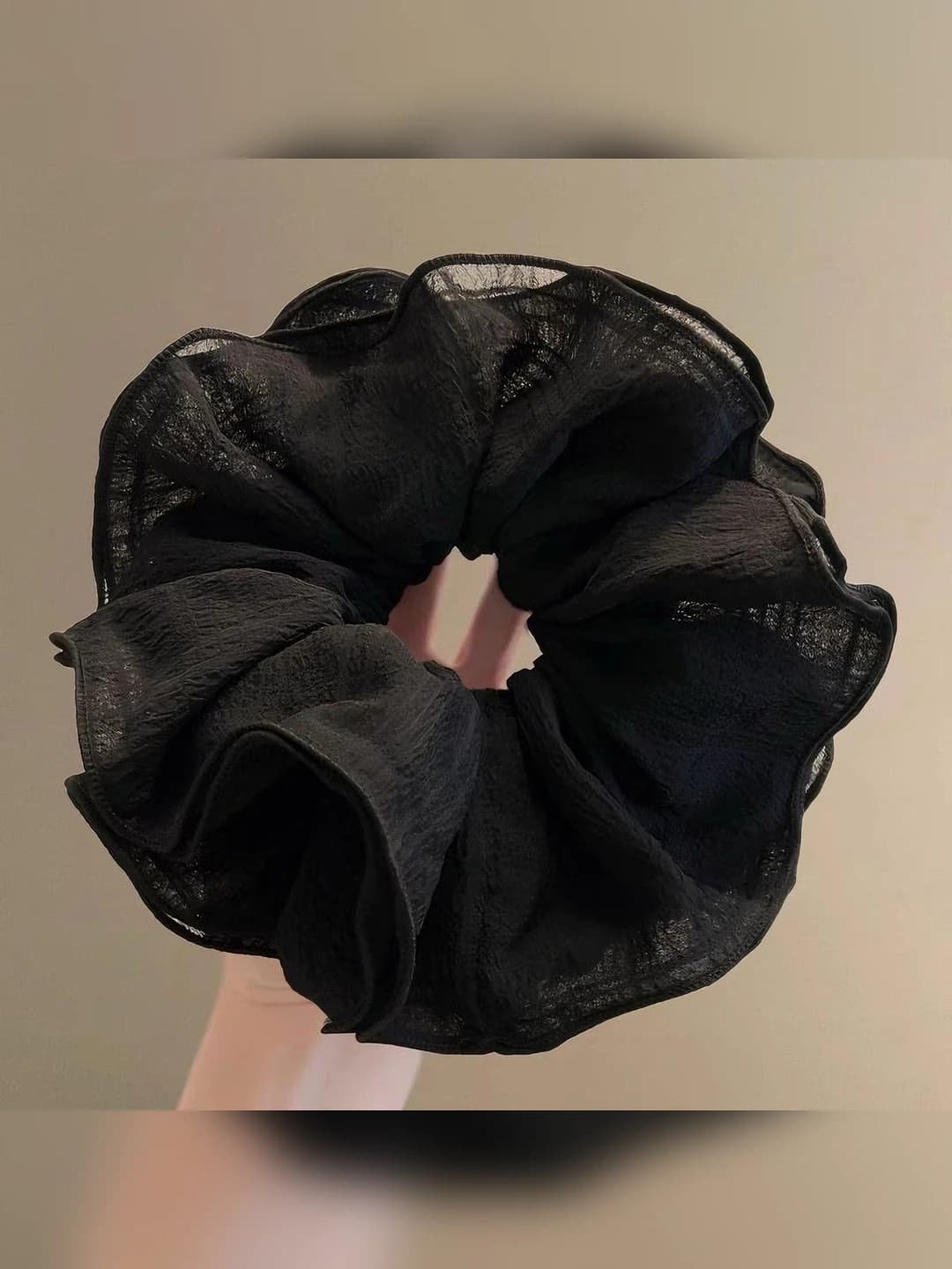 Black ruffled scrunchie