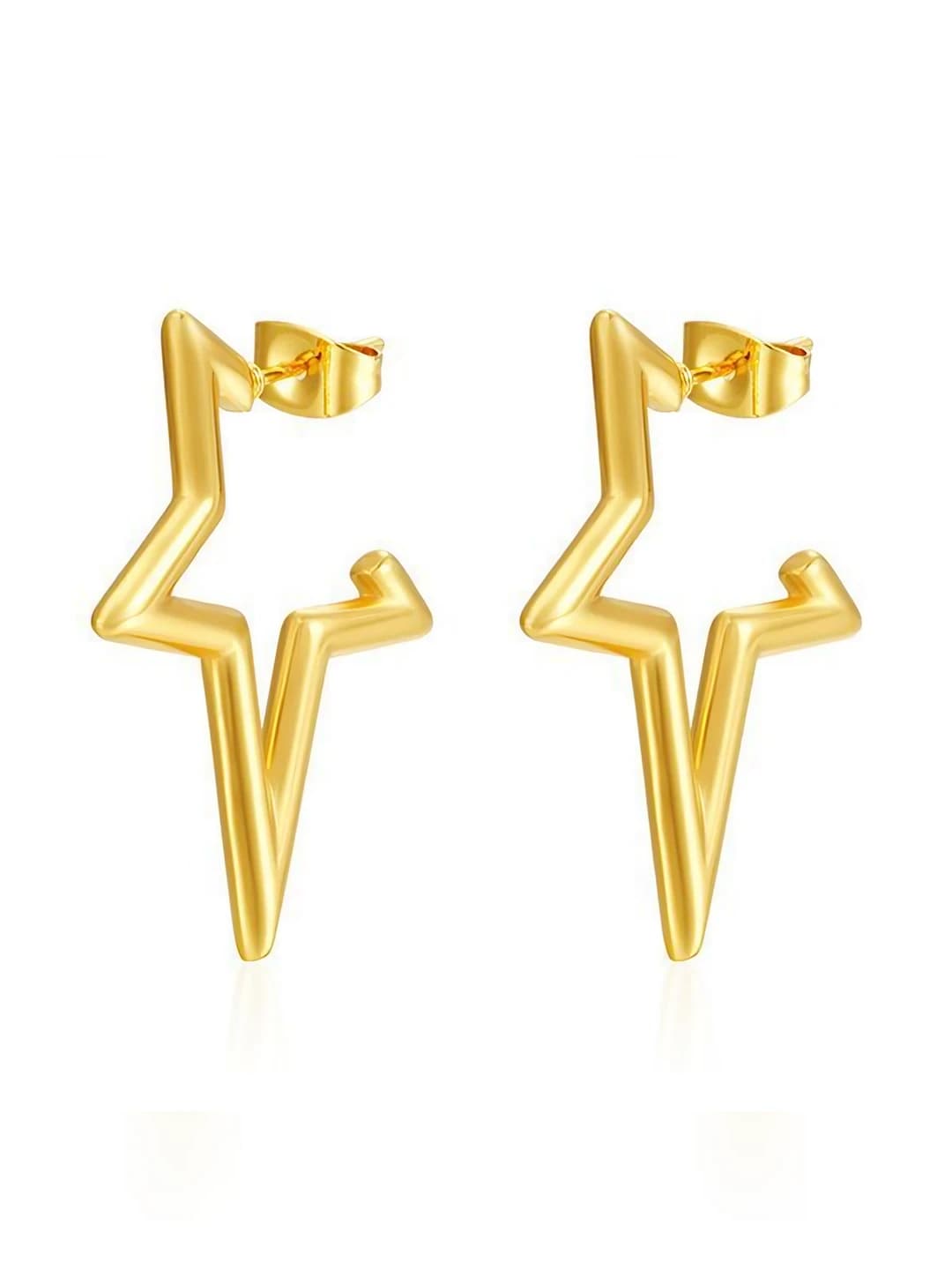 Five-point star earrings, gold
