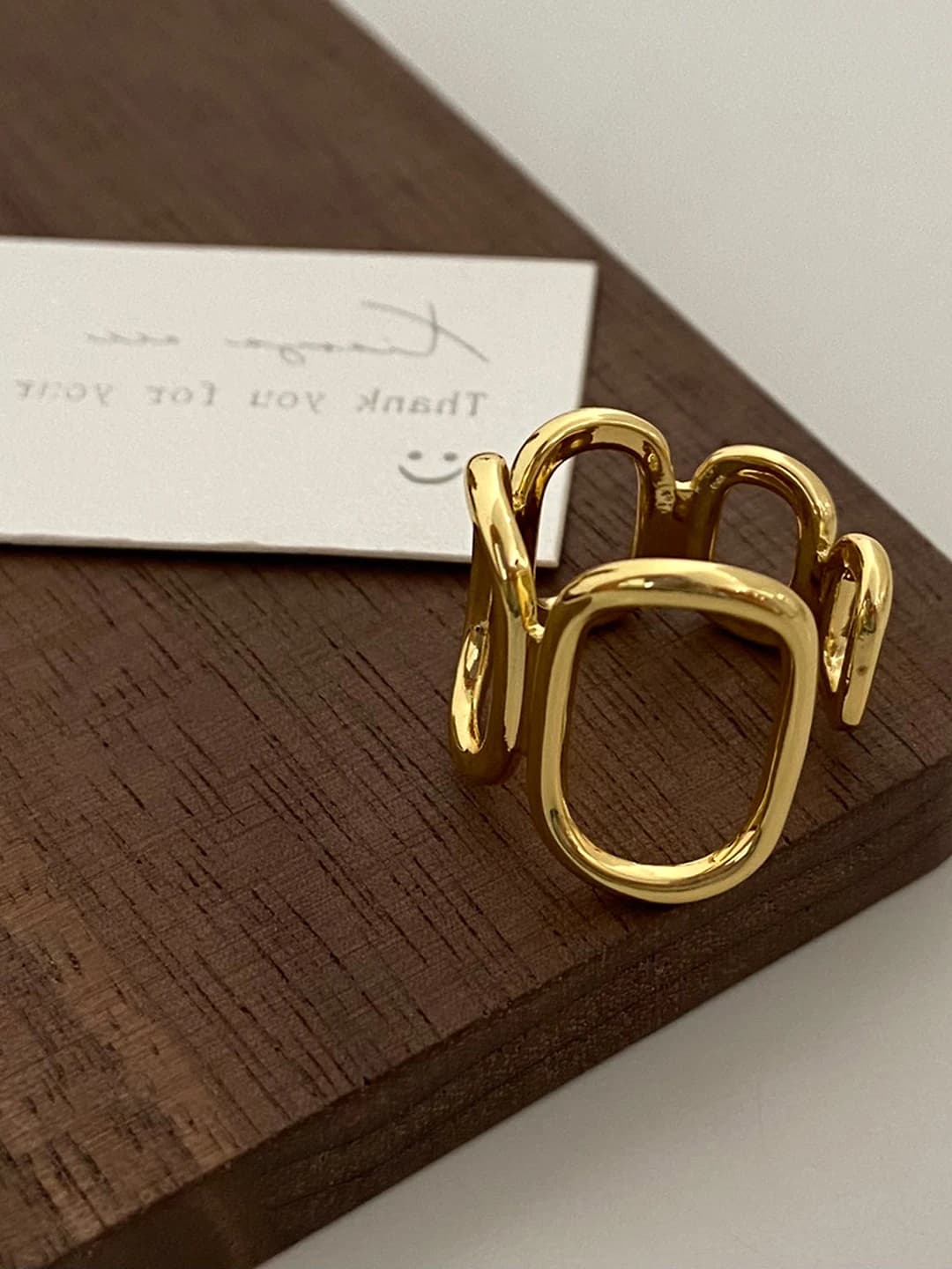 Золотое блестящее кольцо - медь с покрытием 18K