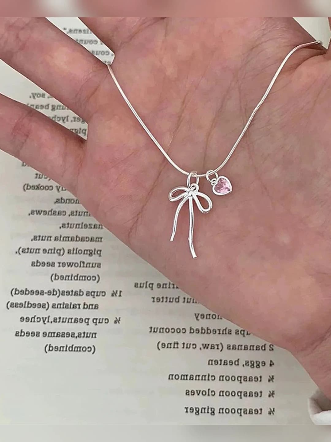 B-580 Серебро розовый ожерелье