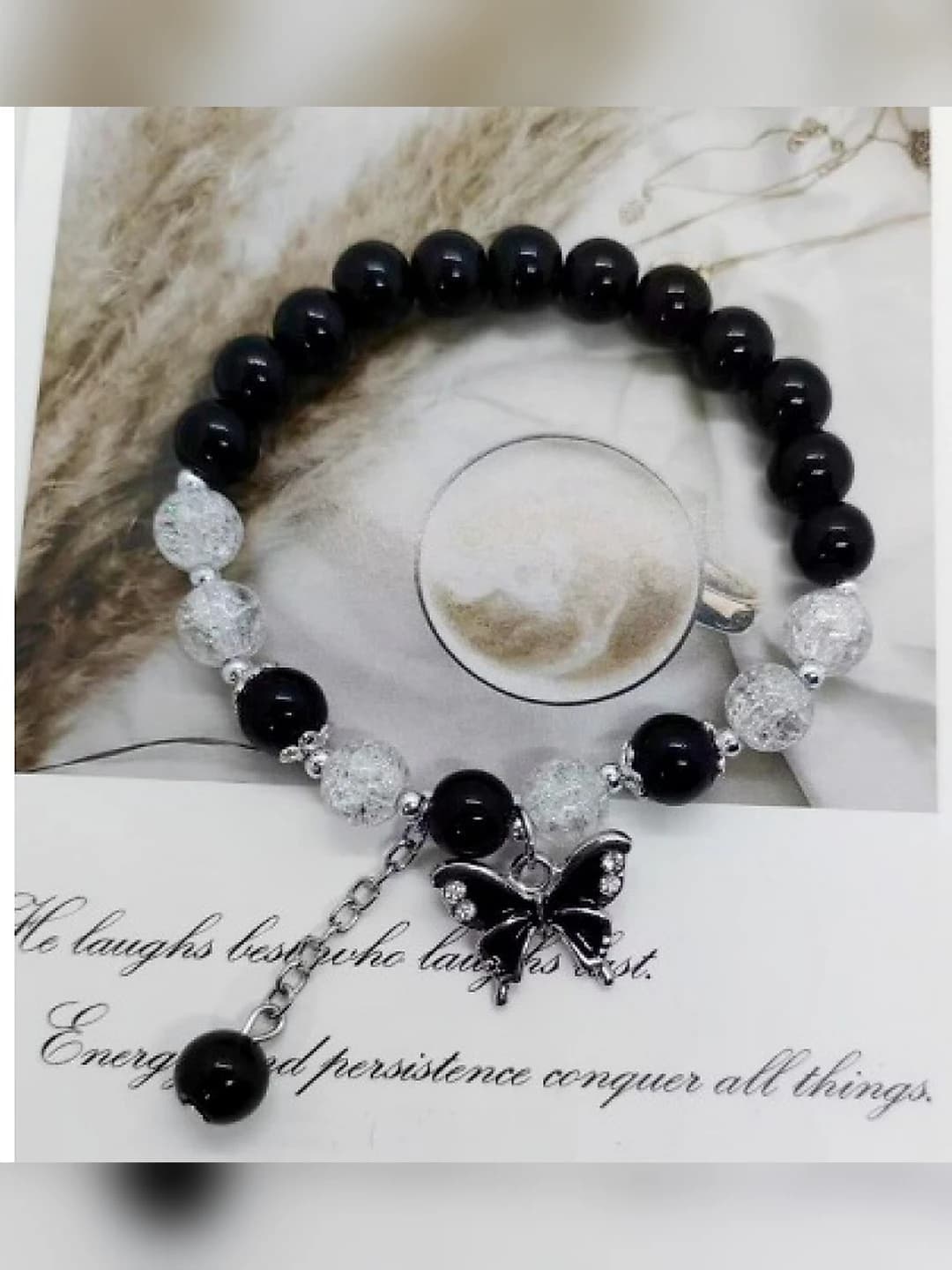 Qora kristal kapalak chiziq bracelet