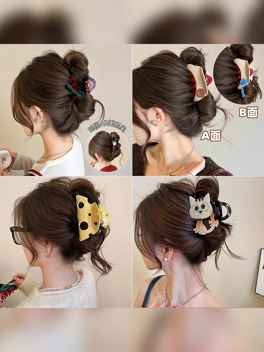 Women's Korean style plastic button hair clip, design element for head decoration