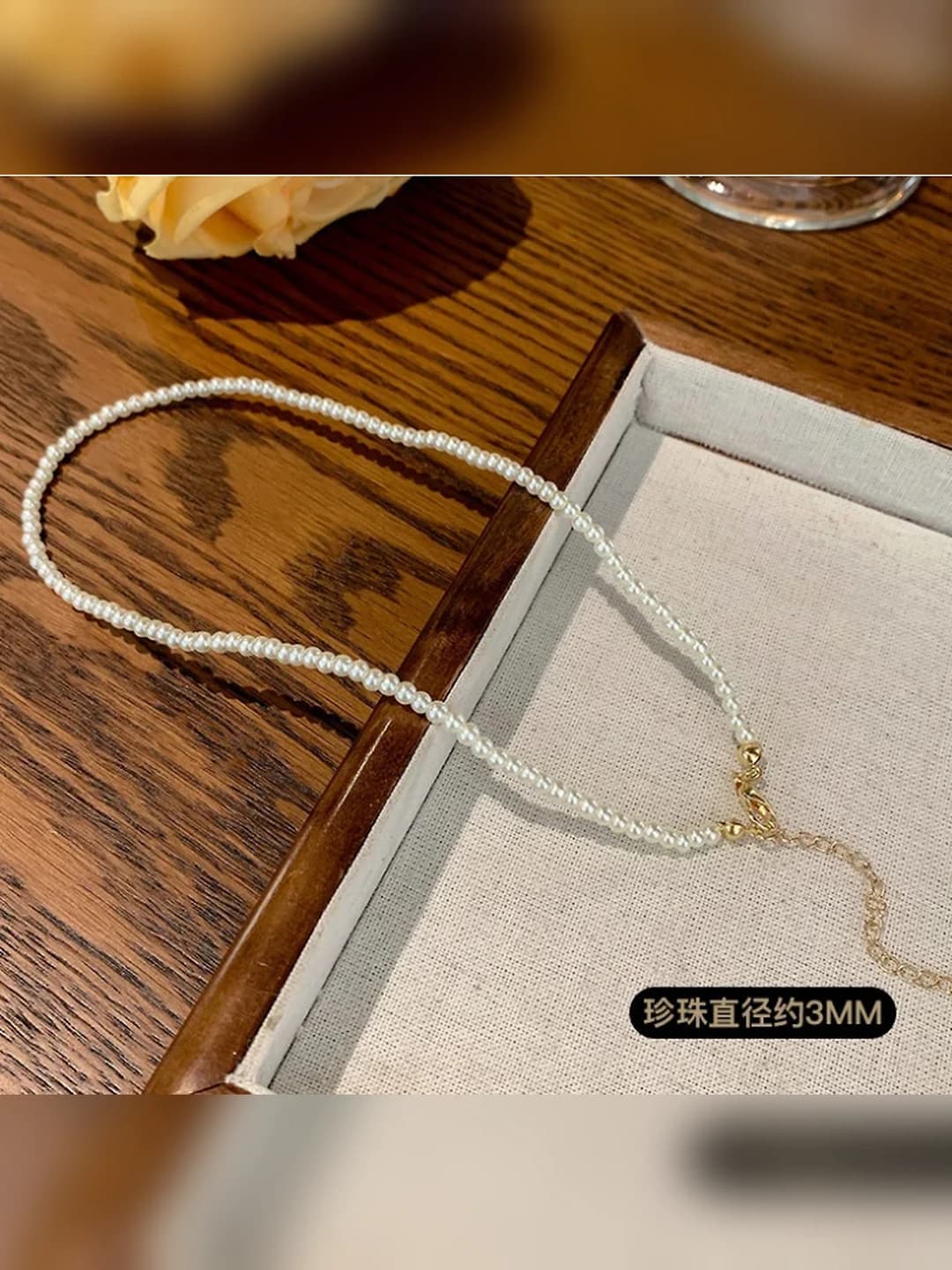 3mm glass pearl necklace