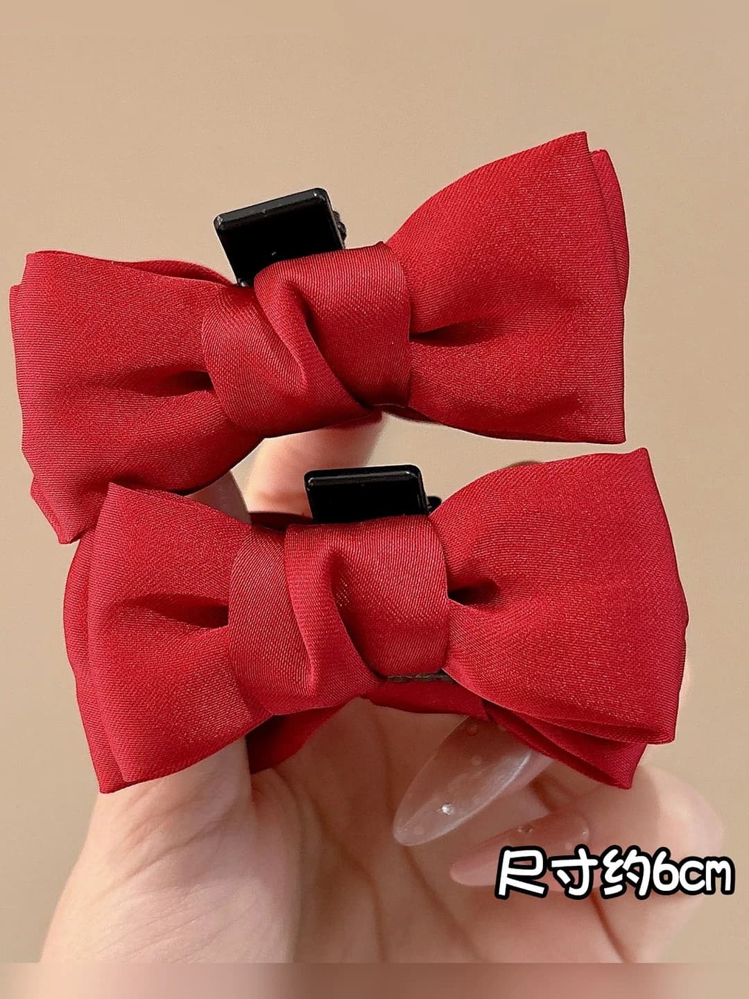 Satin bow clip 1 pair ~6 cm