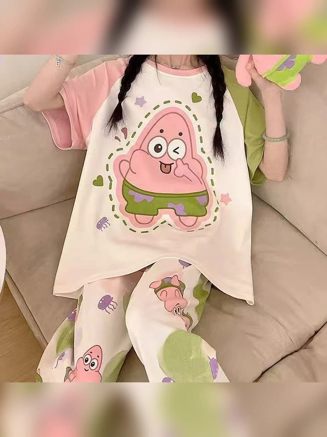 Ayollar uchun 2026 pijama to'plami: yupqa, havo o'tkazuvchan, dumaloq yoqa, yarim yeng, uzun shim, to'rt mavsum uchun