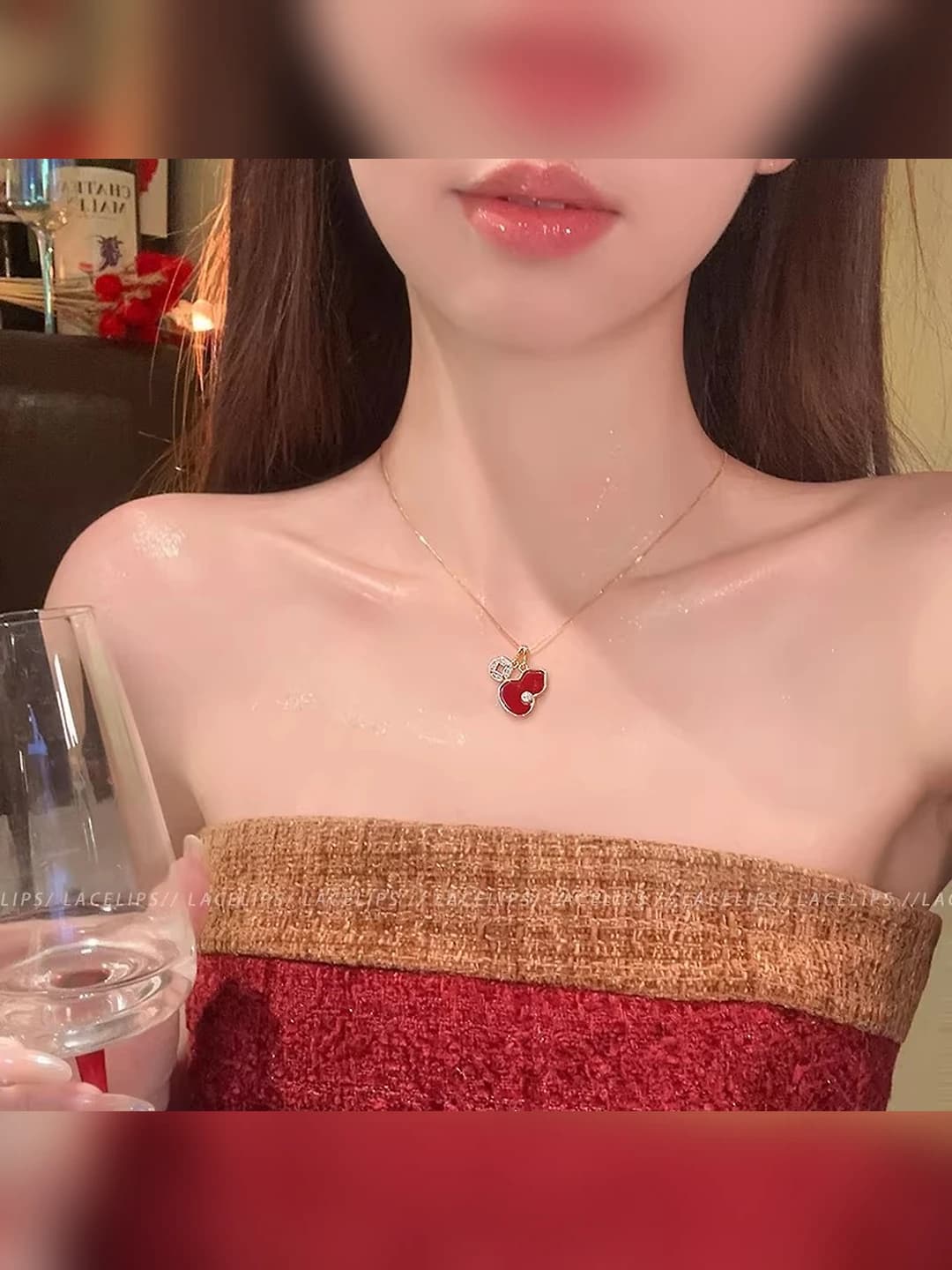 Women's red gourd pendant necklace, 2026 New Year, ins style, mid-luxury