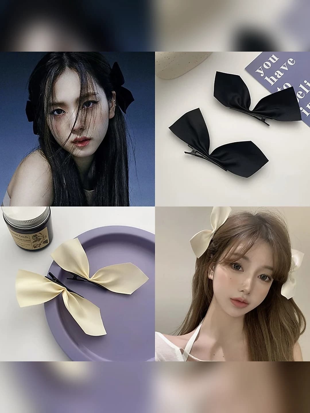 Women's hair clips and combs: handmade satin bow hair clip in Korean and Japanese style