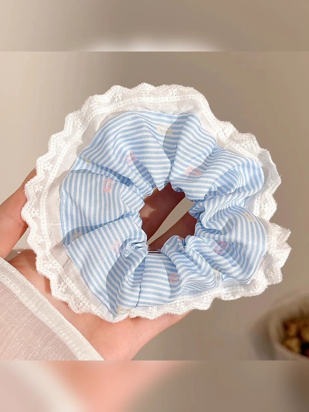 Polka stripe, blue 12.5 cm
