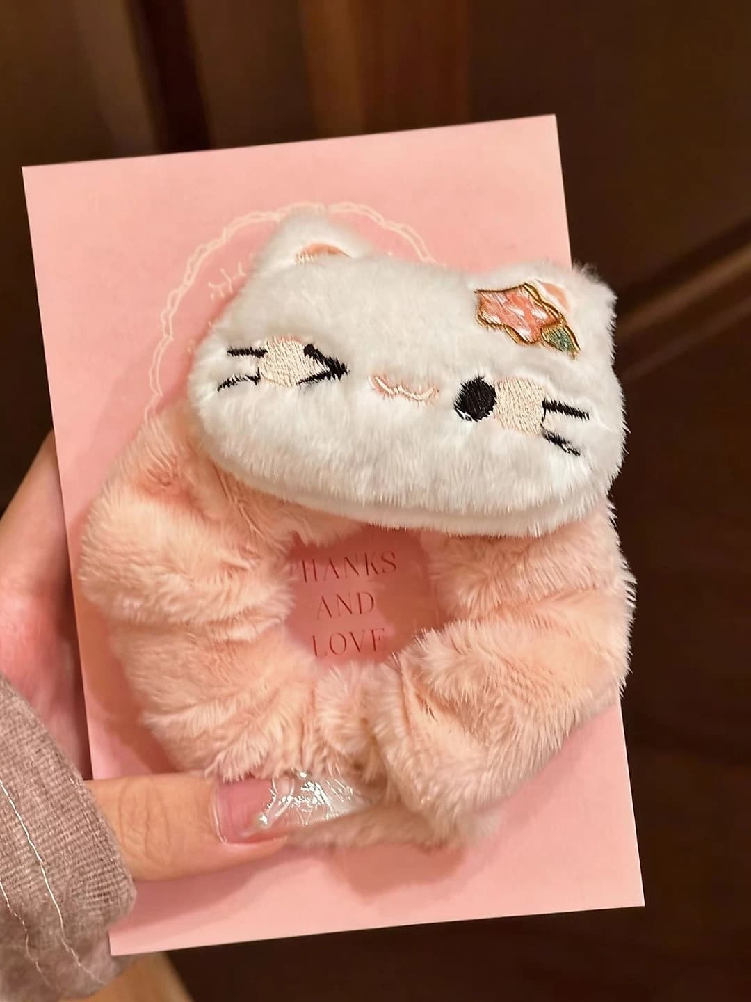 Pink cat hair tie