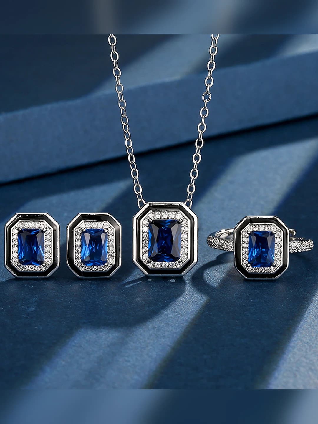 Women's retro set in Korean style: gold-plated copper, water drop pattern, square shape, 6*8-5*7