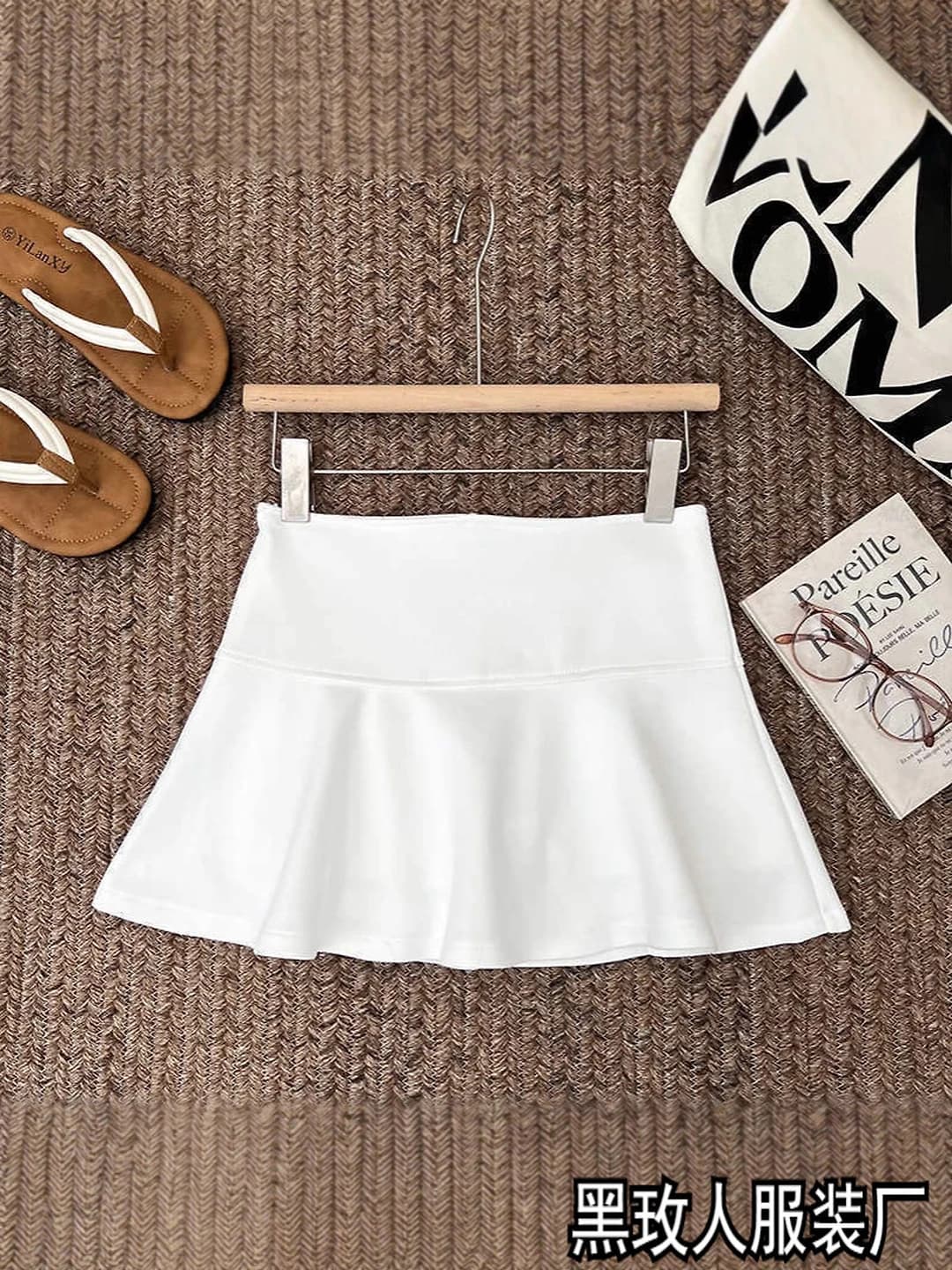 Women's A-line mini skirt, sports, grey, high waist, slimming, solid colour, casual