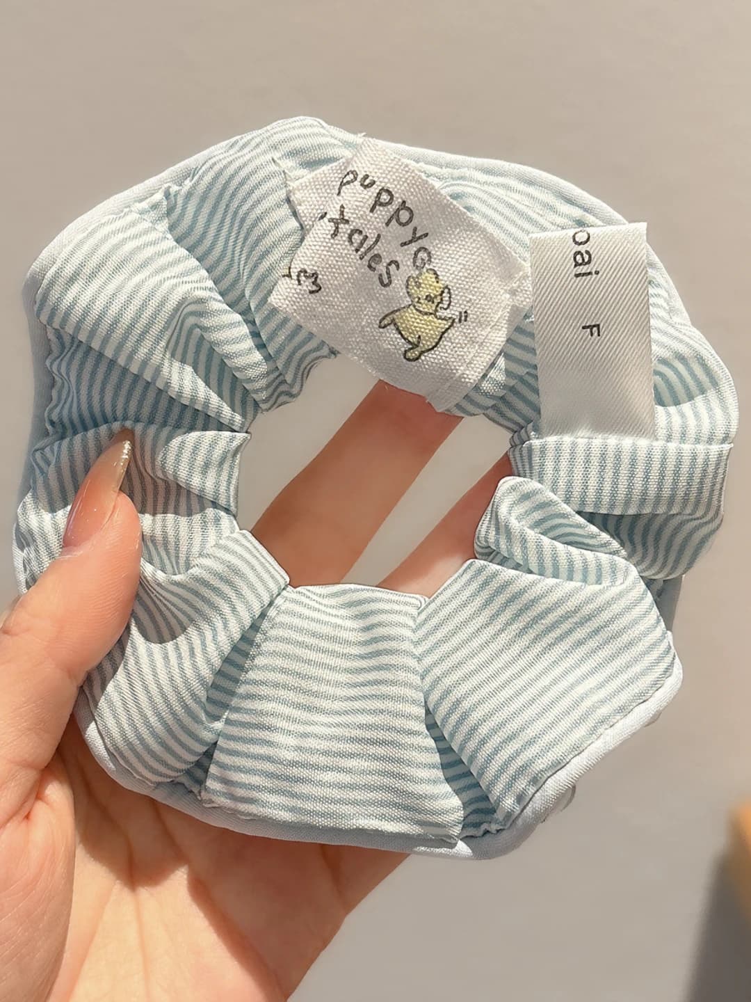4# Small dog striped large scrunchie - 10 cm