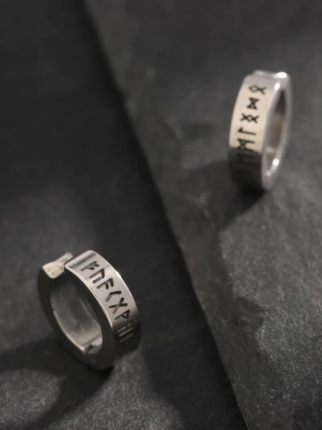 Silver rune ear clip
